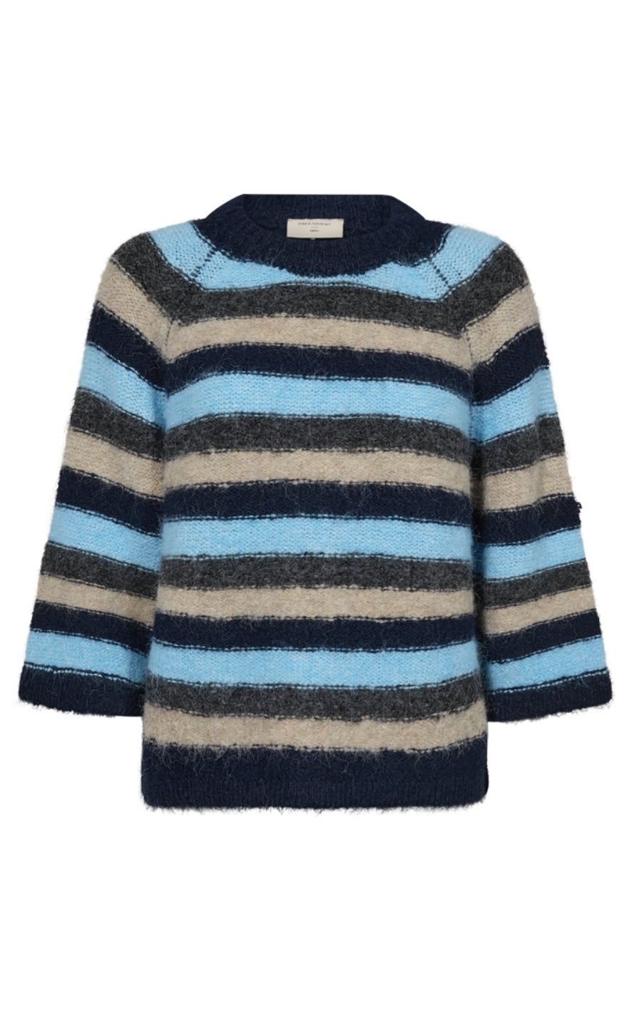 Freequent Genser - Grslulu Stripe - Navy Blazer w. Chambray Bl Mel